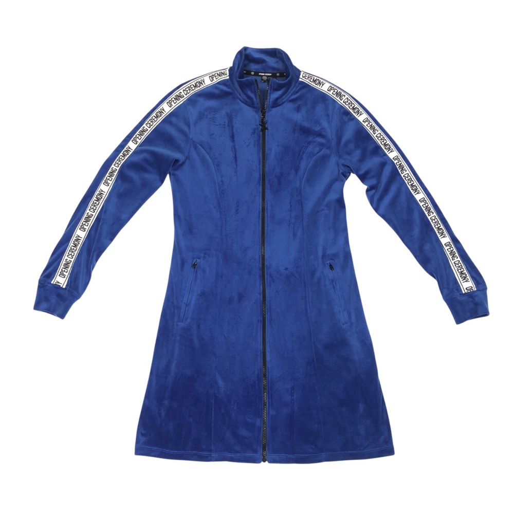 Opening Ceremony Velvet Mini Dress Women's Size Medium Blue Long Sleeve